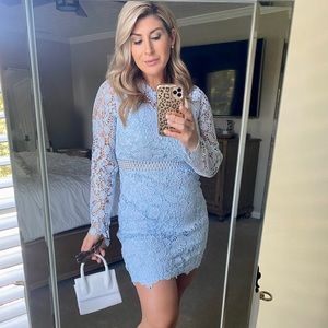 Floral lace light blue dress